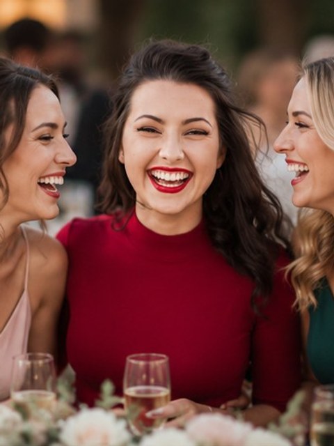 Photo de soirée entre amies, coupe de champagne à la main